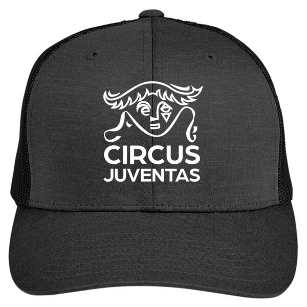 Team 365 - YOUTH  Zone Sonic Heather Trucker Cap by Yupoong - Embroidered Logo Thumbnail