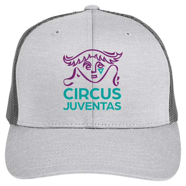 Team 365 - YOUTH  Zone Sonic Heather Trucker Cap by Yupoong - Embroidered Logo Thumbnail