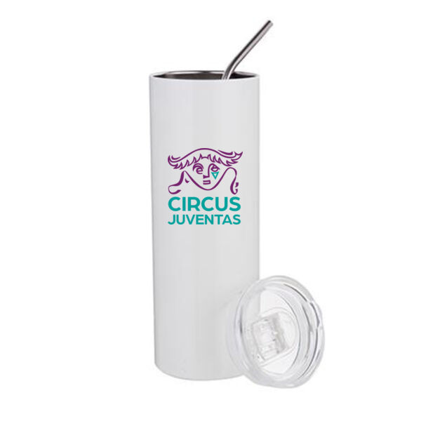 20oz Stainless Steel Tumbler W/Straw & Lid - Sublimated Logo Thumbnail