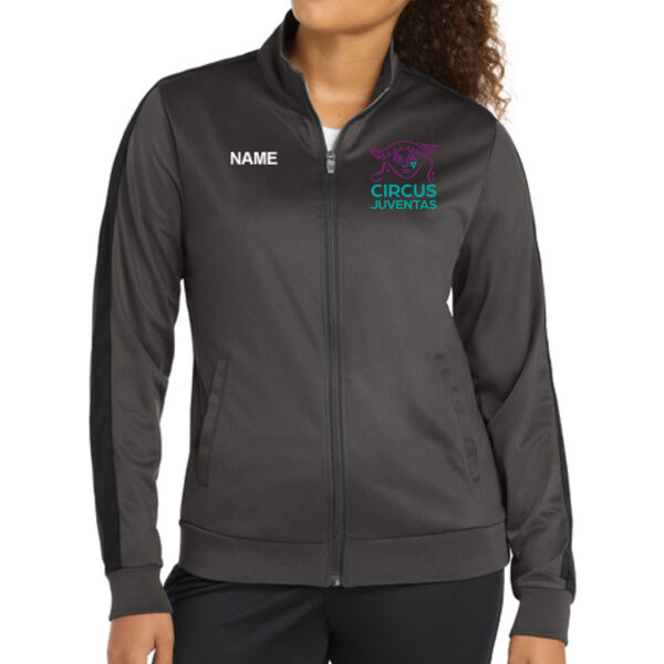 Sport-Tek - Ladies Tricot Sleeve Stripe Track Jacket - Embroidered & Printed Logos **Add Name For $5** Thumbnail