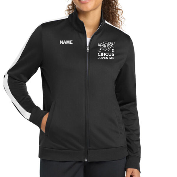 Sport-Tek - Ladies Tricot Sleeve Stripe Track Jacket - Embroidered & Printed Logos **Add Name For $5** Thumbnail
